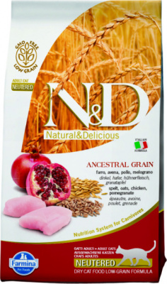 N/D Cat Low Grain Chicken/Pomegranate NEUTERED для кастированных кошек курица/гранат 1,5 кг