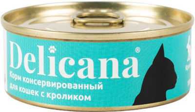Деликана консервы для кошек с Кроликом 100г 