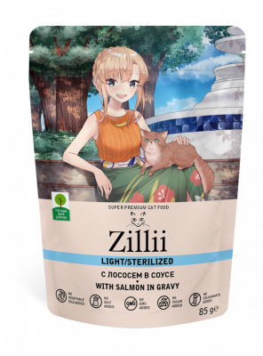 ZILLII Sterilized/Light Cat Salmon влажные(пауч) для кошек 85г Лосось в соусе