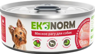 Ekonorm Мясное рагу 100 г для собак с курицей и потрошками	