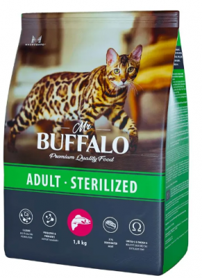 Mr.Buffalo  сухой корм д/кошек STERILIZED 1,8 кг лосось