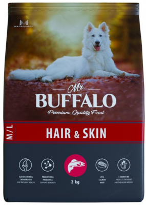 Mr.Buffalo HAIR & SKIN CARE сухой корм д/собак Средних и Крупных пород 2 кг лосось