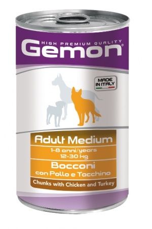 GEMON Dog Medium консервы для собак средних  пород кусочки  куица/индейка 1250гр