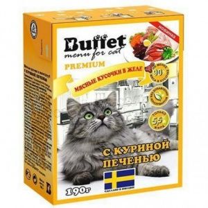 Buffet д/кош. 190 г. кусочки в желе с куринной печенью