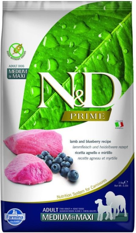 N/D Dog PRIME Lamb/Blueberry  Adult Medium/Maхi  2.5 кг.