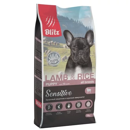 BLITZ  PUPPY Lamb&Rice полнорационный сухой корм для щенков 15 кг				