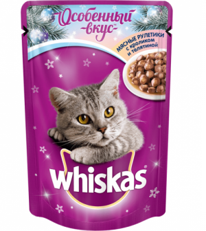 WHISKAS для кошек Кролик - Телятина рулет 85 г