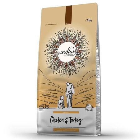 Сухой корм CRAFTIA NATURA для взрослых собак средних и крупных пород из курицы и индейки 2 кг 