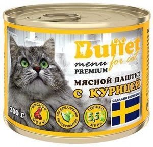 Buffet д/кош. 200 г. мясной паштет с курицей ж/б
