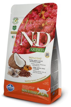 N/D Cat Quinoa Skinn/Coat Herring  Сельдь, киноа, кокос и куркума 0,3 кг