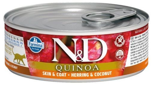 N&D Cat QUINOA Herring&Coconut/Сельдь с кокосом для кошек 80 г
