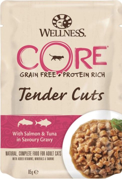 Велнес CORE пауч/кошек Tender Cuts нежные кусочки тунца/лосось 85г