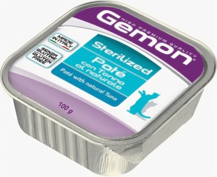 GEMON CAT для cтерилизованных  кошек 100 г тунец паштет