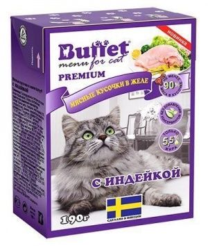 Buffet д/кош. 190 г. кусочки в желе с индейкой