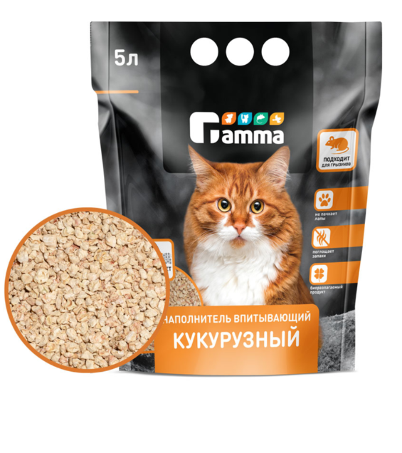GAMMA наполнитель впитывающий кукурузный 5 л