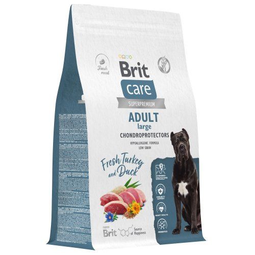 BRIT CARE, Сухой корм с инд. и уткой д/соб.круп.пор. "Dog Adult Large Chondroprotectors",3кг