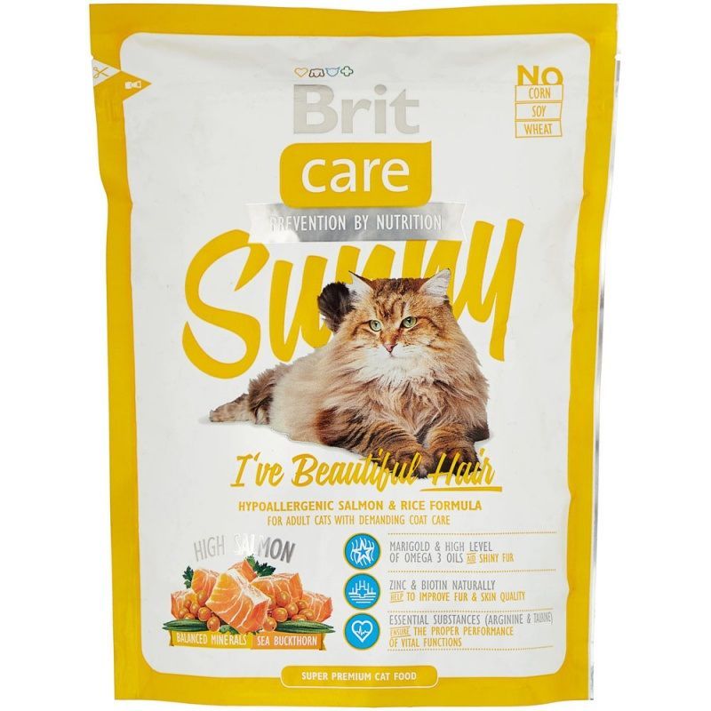 БРИТ 400 г Care Cat Sunny Beautiful Hair д/кошек, уход за шерстью