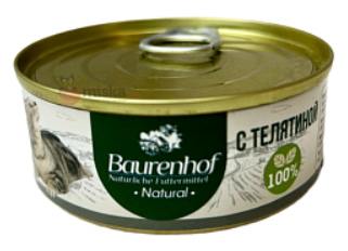 Baurenhof Natural Влажный корм для кошек, Телятина 0.1кг