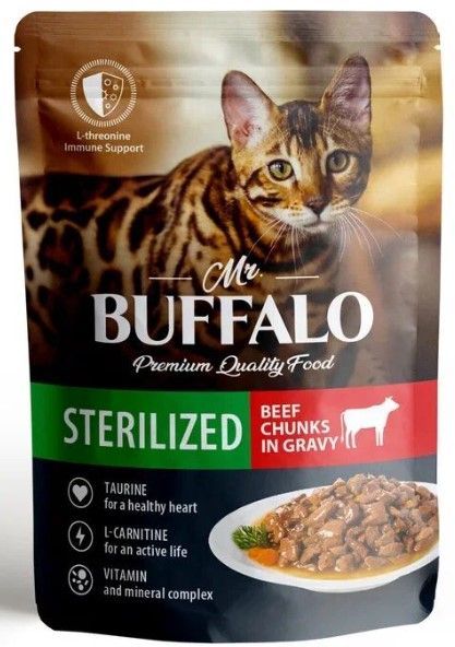 Mr.Buffalo пауч д/кошек STERILIZET 85г говядина в соусе
