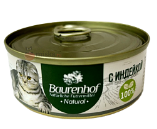 Baurenhof Natural влажный корм для кошек, Индейка 0.1кг