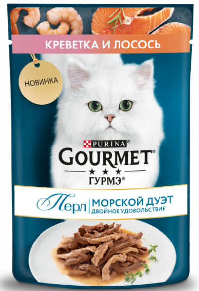 GOURMET PERLE Креветка Лосось Морской дуэт 75г