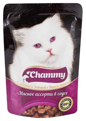 Chammy влаж. д/кошек всех пород 85 г. мясное ассорти