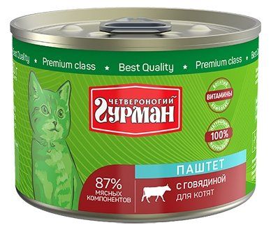 Четвероногий Гурман 190г д/котят говядина