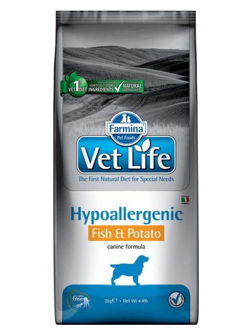 Vet Life Dog Hypoallergenic Fish/Potato 2кг диета д/соб. при пищевой а