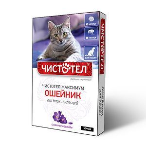 ЧИСТОТЕЛ МАКСИМУМ ошейник пр/бл д/кошек черный