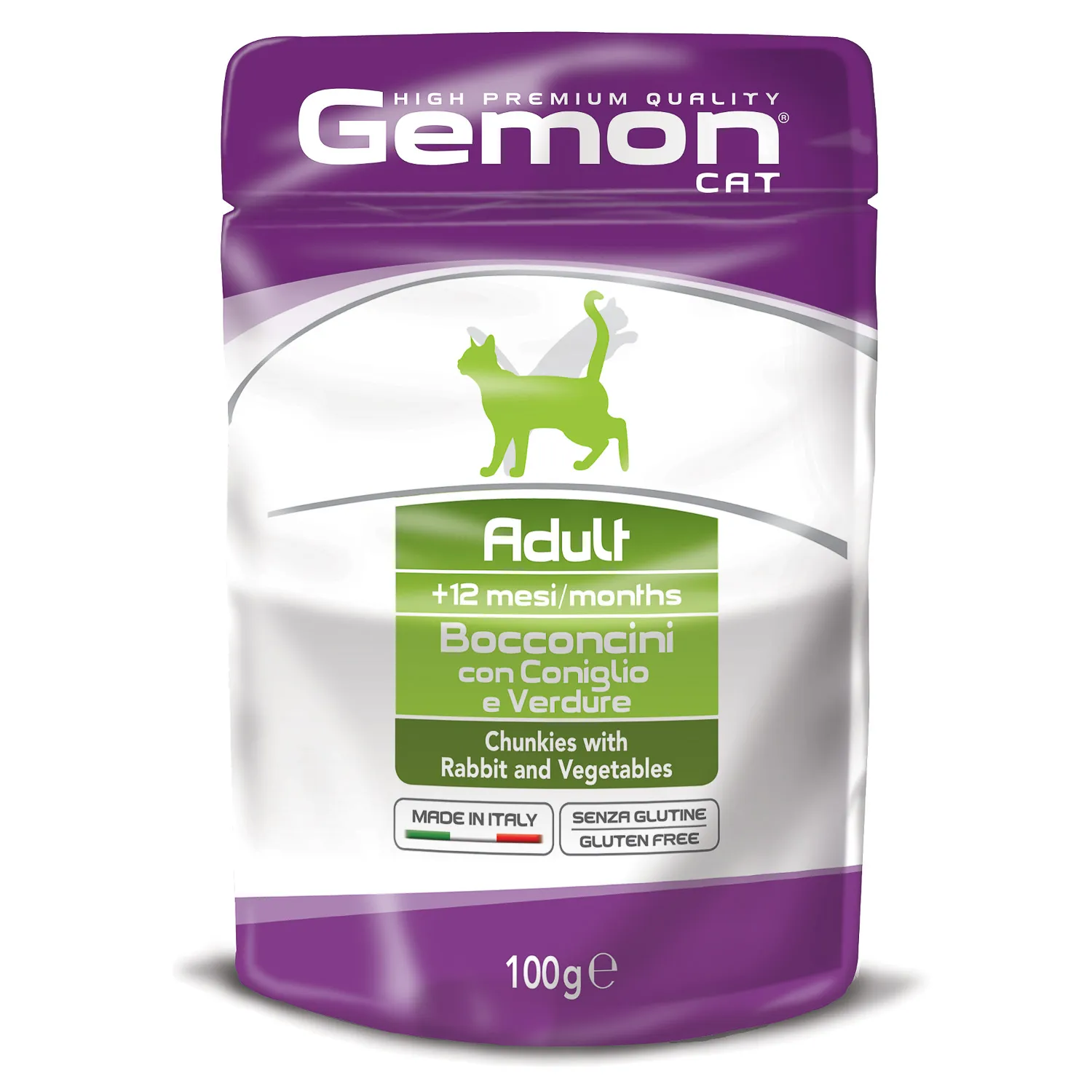 GEMON CAT корм для кошек пауч 100 гр  кусочки кролика с овощами