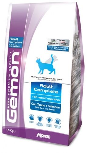 GEMON CAT корм  для взрослых кошек 1,5 кг с тунцом и лососем