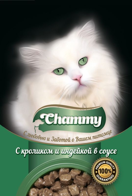 Chammy влажный  для кошек 85 г. кролик/индейка
