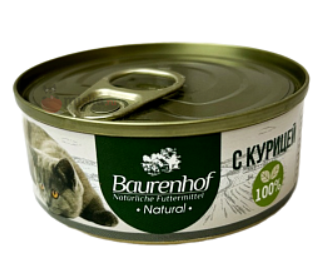 Baurenhof Natural Влажный корм для кошек, Курица 0.1кг