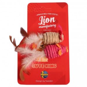 Lion Игрушка д/кошек Мышка с перьями с экстратом кош. мяты 5 см 2 шт