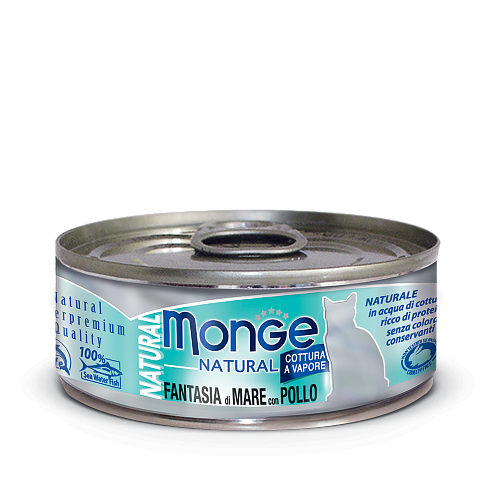 MONGE Cat  Natural консервы  д/кошек морепродукты с курицей 80 г.