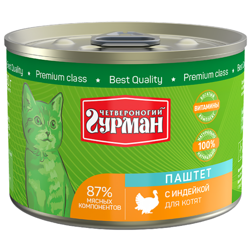 Четвероногий Гурман 190г д/кошек паштет индейка