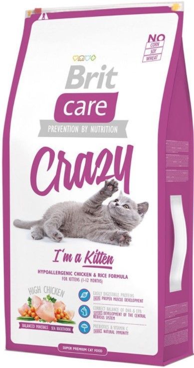 БРИТ 7 кг Care Cat Crazy Kitten д/котят берем. кошек