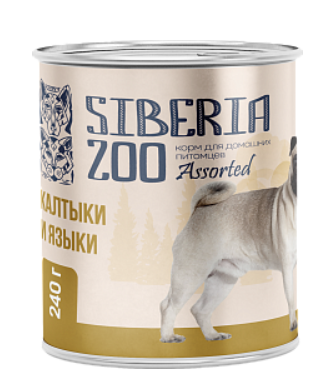 Siberia ZOO Assorted Влажный корм для собак, Калтыки и Языки 0.24кг