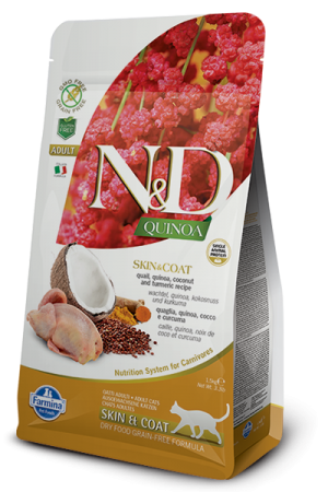 N/D Cat Quinoa Skin/Coat Quail Adult перепел, киноа, кокос и куркума 0,3 кг