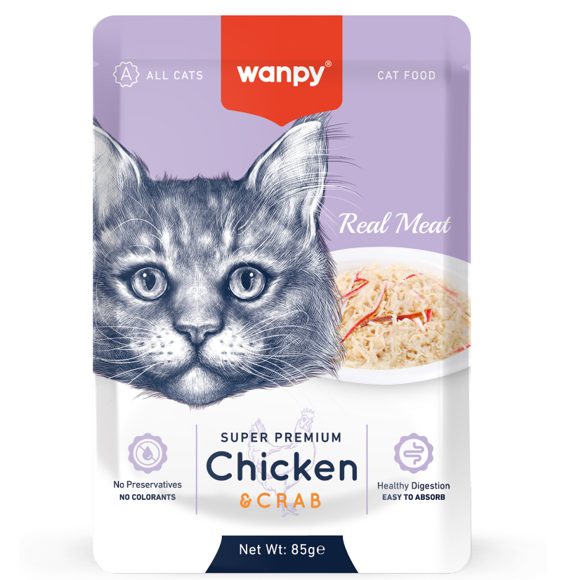 Wanpy Cat Пауч для кошек из курицы и краба 85 г 