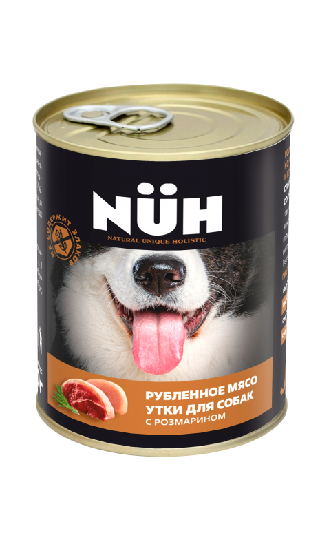 NUH Полнорационный беззерновой влажный корм для собак средних и крупных пород с уткой 340 г