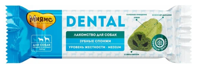 Мнямс DENTAL лакомство для собак "Зубные спонжи с эвкалиптом" 25 г