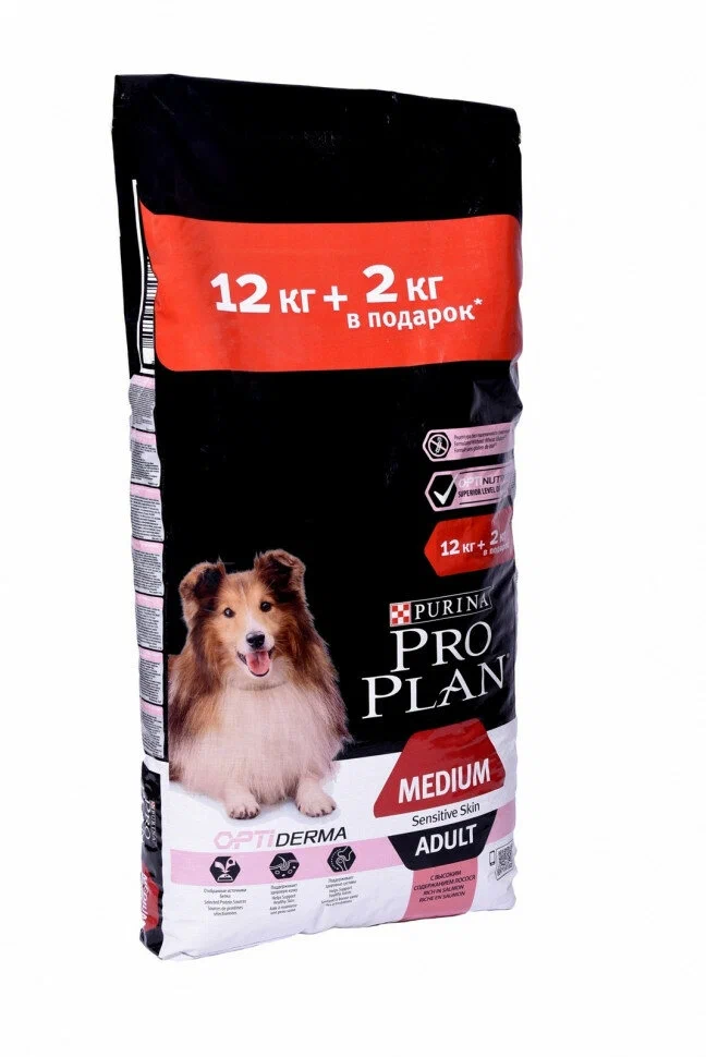 PRO PLAN д/собак,  лосось, 12+2 кг.