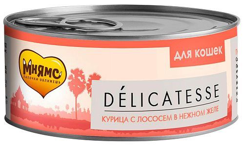 МНЯМС консервы д/кошек , курица с лососем в нежном желе. 70 г