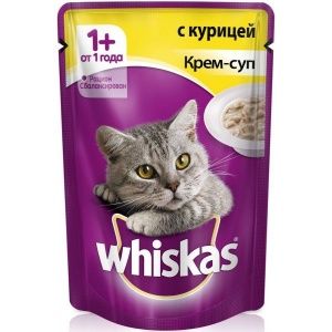 WHISKAS для кошек Крем-суп Курица  85 г