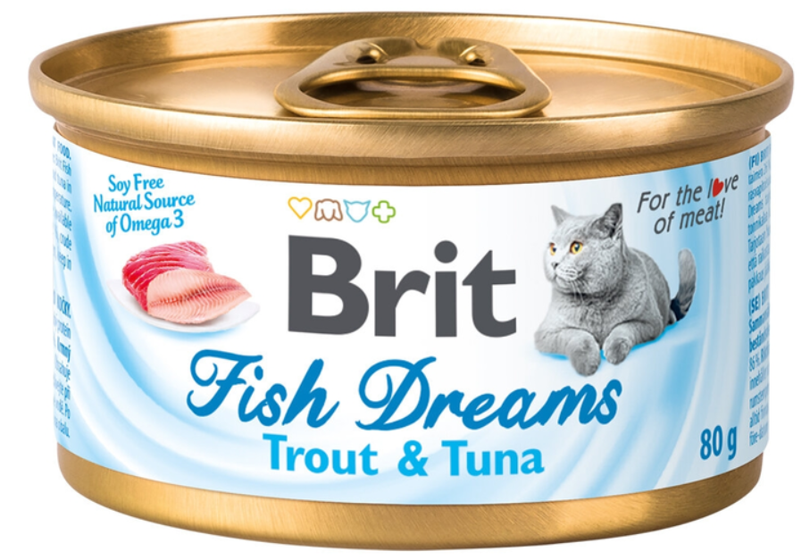 BRIT Fish Dreams консервы для кошек с форелью и тунцом 80гр