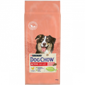 Dog Chow для взрослых активных собак, с курицей, 14 кг