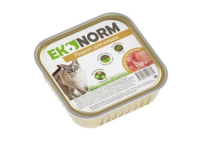 Ekonorm Паштет 100 г для кошек с индейкой и потрошками	