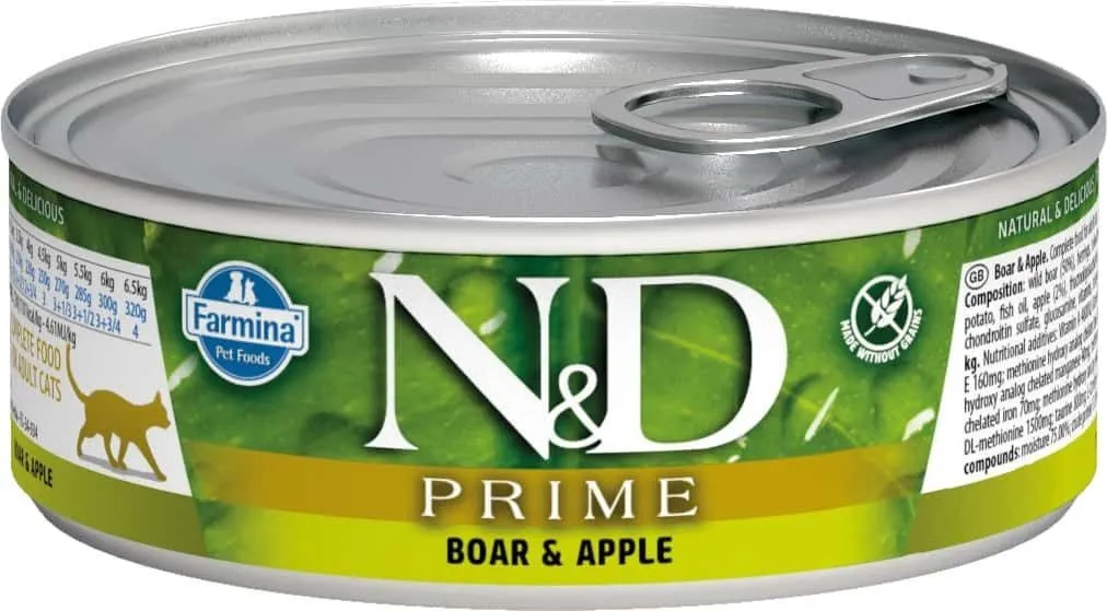 N&D Cat PRIME Boar & Apple/ Кабан c яблоком для кошек 80 г