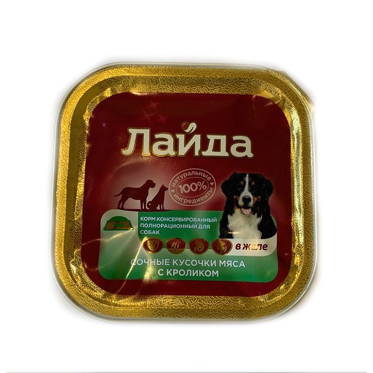 Лайда конс. д/соб 100г сочные кусочки с кроликом в желе